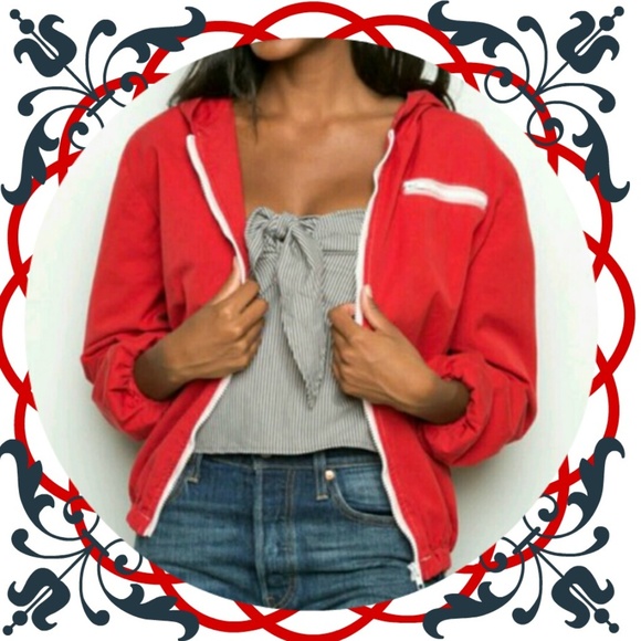 Brandy Melville John Galt Red Krissy windbreaker - Picture 2 of 7
